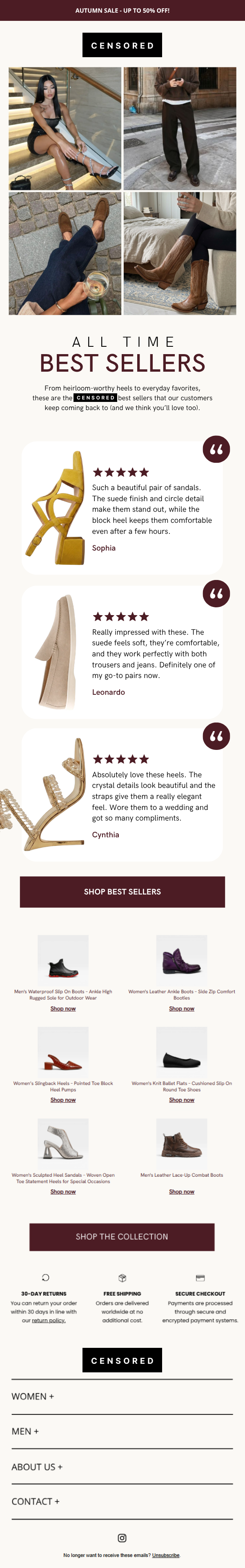 NDA-protected fashion bestseller campaign designed by Retention Flow