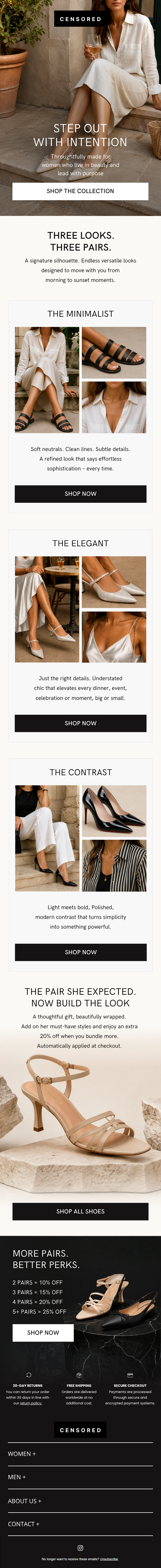 Case 21 fashion email campaign, with client branding anonymized